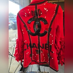 Customize  Red Embellished Women's Blazer
